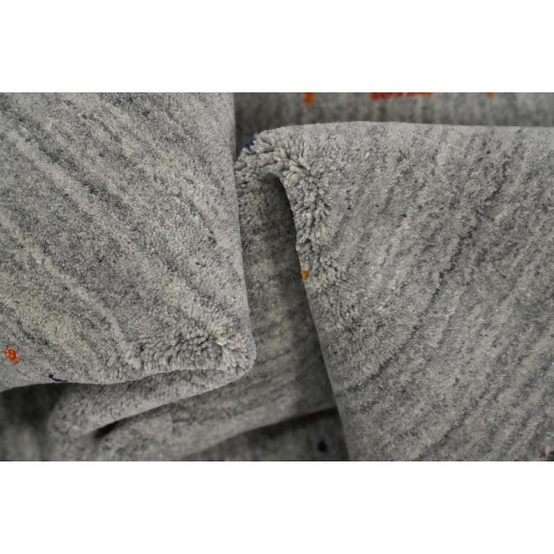 Hand Knotted Oriental 100% Wool Carpet Tribal Animal Pictorial Greys & Charcoal Gabbeh Area Rug - 7' 11'' X 5' 0''