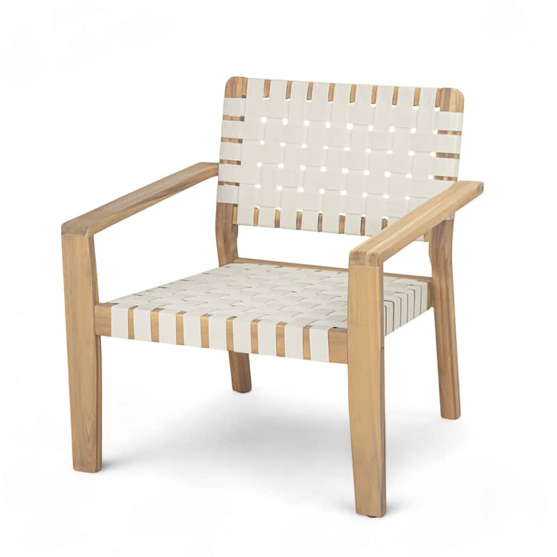 Christopher Knight Home - Hilary Acacia Wood Woven Rope Outdoor Club Chairs, Set of 2