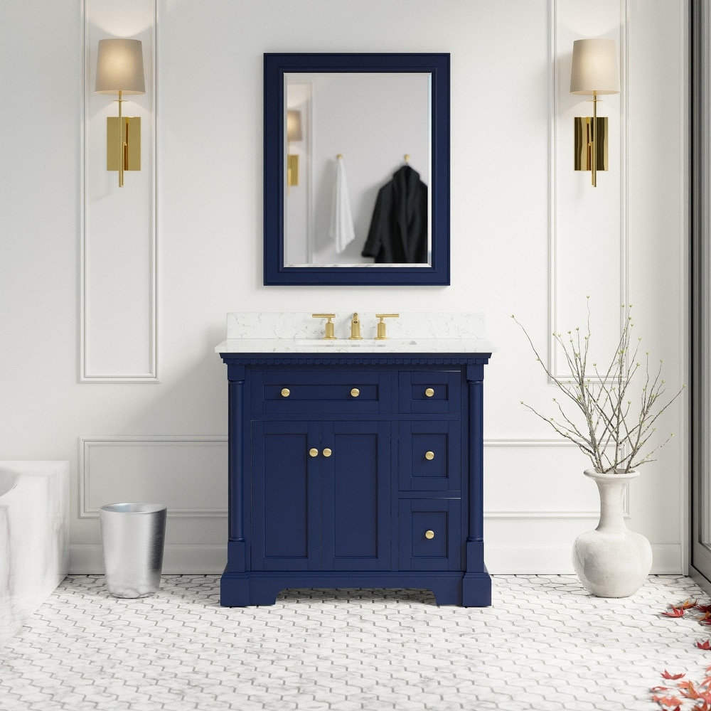 KitchenBathCollection Sydney 36" Bathroom Vanity with Engineered Marble Top