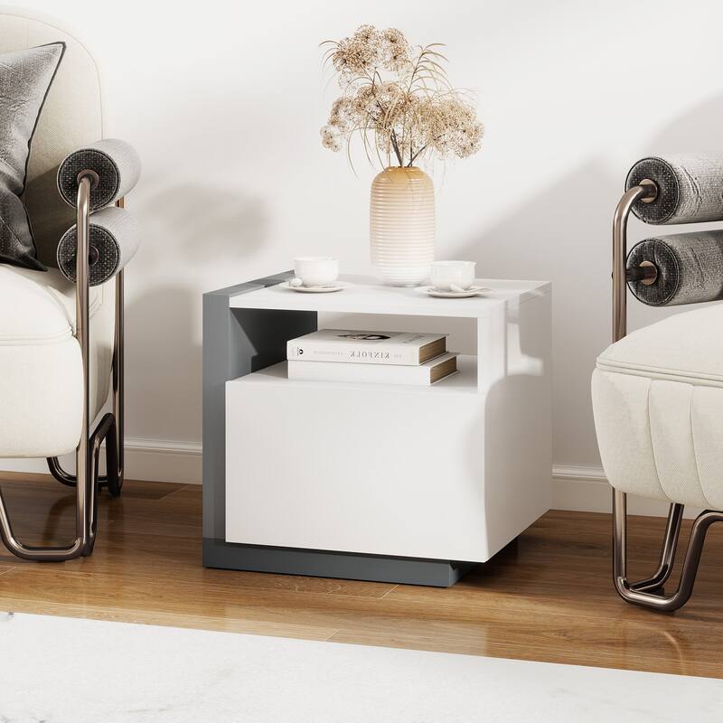 Gymax Nightstands Set of 2 Modern Minimalist Bed Side Table w/ Open