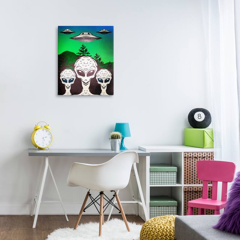 Stupell Vintage Aliens & UFO Canvas Wall Art Design By Kim Allen