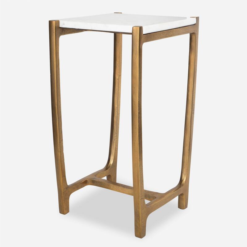 Uttermost Affinity White Marble Accent Table - 22"H x 12.5"W x 11"D