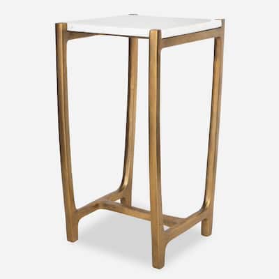 Uttermost Affinity White Marble Accent Table - 22"H x 12.5"W x 11"D