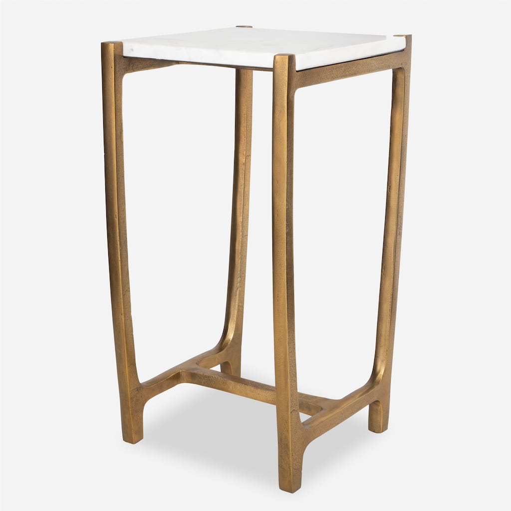 Uttermost Affinity White Marble Accent Table - 22"H x 12.5"W x 11"D