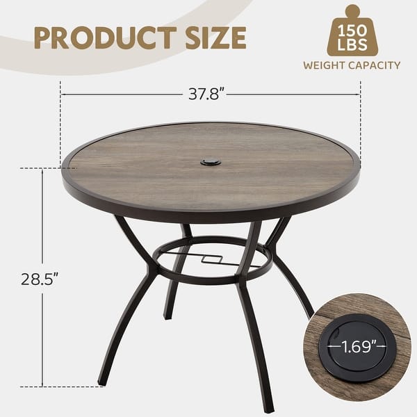 dimension image slide 0 of 5, EROMMY Outdoor Dining Set, Swivel Rocking Chairs, Rectangular Table w Umbrella Hole, Patio Furniture Set for Backyard