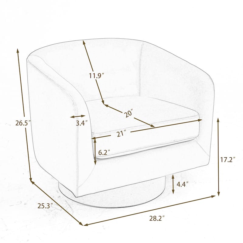 Modern Barrel Swivel Accent Chairs For Living Room