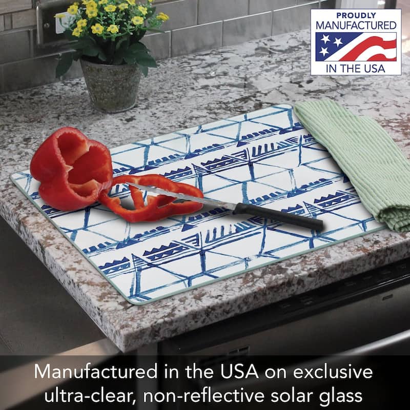 Open Triangles 3mm Heat Tolerant Tempered Glass Cutting Board 15” x 12” Manufactured in the USA Dishwasher Safe