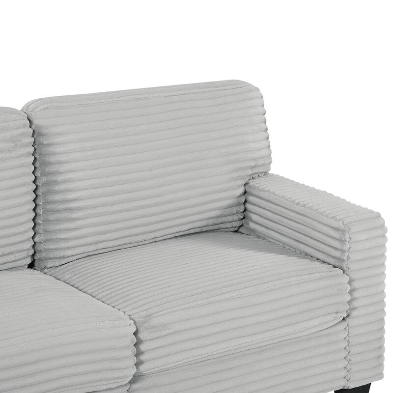 125.2" Corduroy U-Shaped Sectional Sofa with Movable Ottoman and Side Storage Pockets