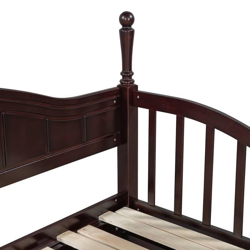 Platform Daybed with Extendable Trundle, 2 Drawers, 4 Bed Posts, Twin