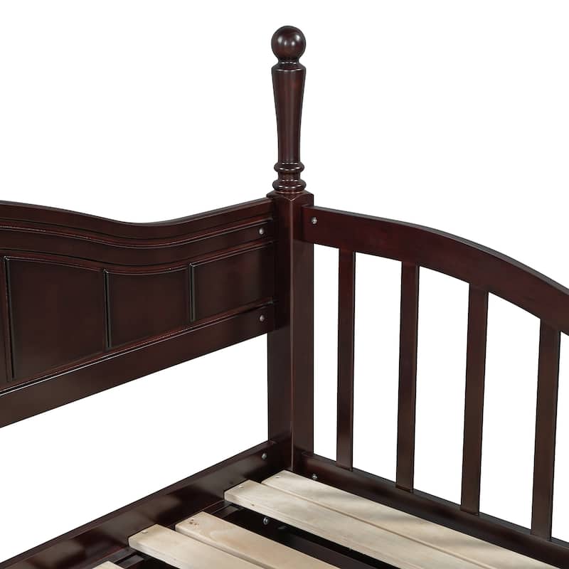 Twin Trundle Daybed with 2 Drawers, Extendable Daybed Frame, Espresso