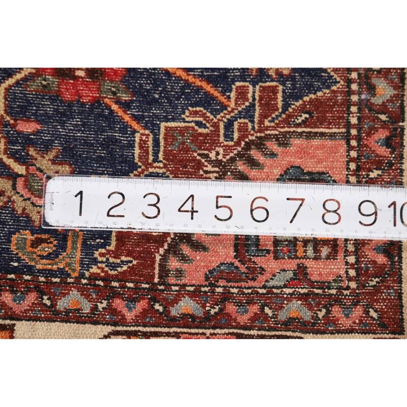 Red Geometric Hamedan Persian Rug Handmade Wool Carpet - 4'8"x 6'4"