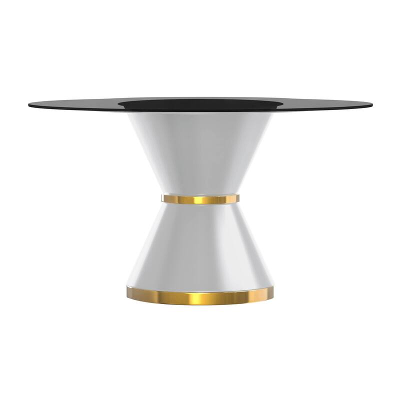Round Dining Table with a Glass/Stone Tabletop in Qorvus Series by LeisureMod