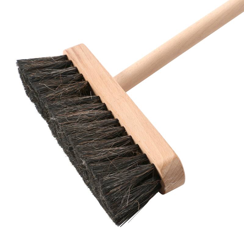 Beech Wood Broom and Standing Metal Dust Pan Set
