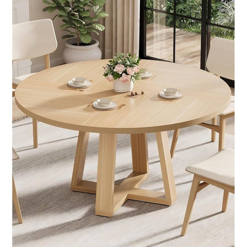 47 Inch Kitchen Round Dining Table for 4-6 for Kitchen, Apartment (Table Only) - Oak