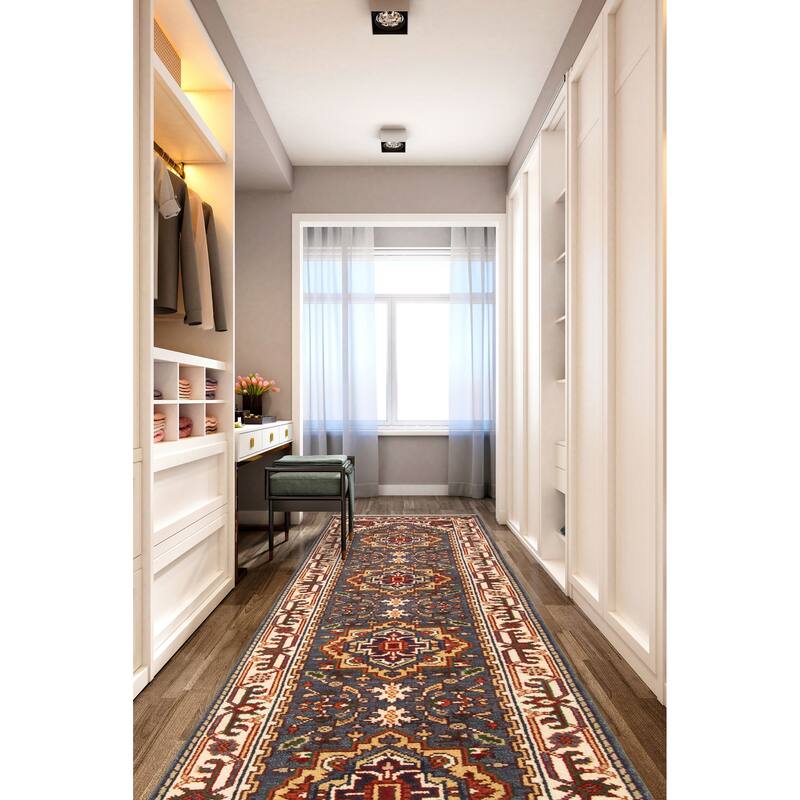ECARPETGALLERY Hand-knotted Serapi Heritage Charcoal Wool Rug - 2'5 x 13'10