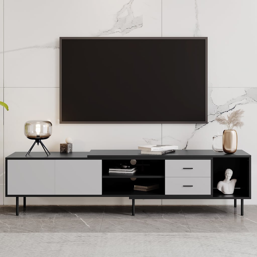 Freestanding TV Stand for 80" TV with 2 Doors, Media Console Table, Entertainment Center with Large Storage Cabinet