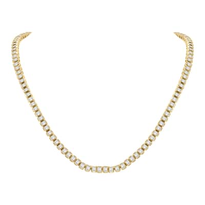 Marquee 10 Carat TW Emerald Cut Lab Grown Diamond Bezel Set Necklace in 14K Yellow Gold