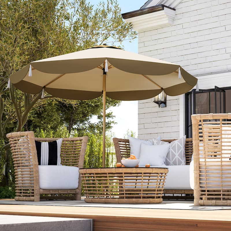 chili patio umbrella CHYVARY 7.5 FT Outdoor Patio Shade Table Market Umbrella with Tilt Button  for Deck, Garden and Pool, Chili Red