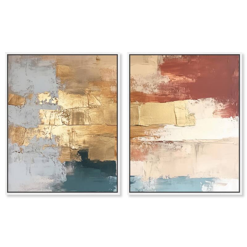 Earthy Glow II Canvas Set of 2 by Art Remedy - 20" x 24" - White