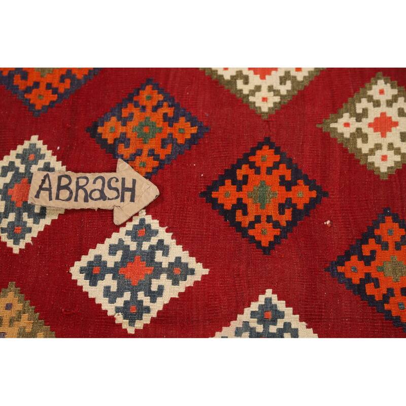 Kilim Qashqai Persian Vintage Rug Flatweave Geometric Wool Carpet - 4'11"x 7'11"