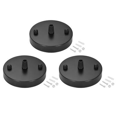 Retro Ceiling Light Canopy Kit with Cord Grip 100mm 3.9Inch 3Pcs - Black