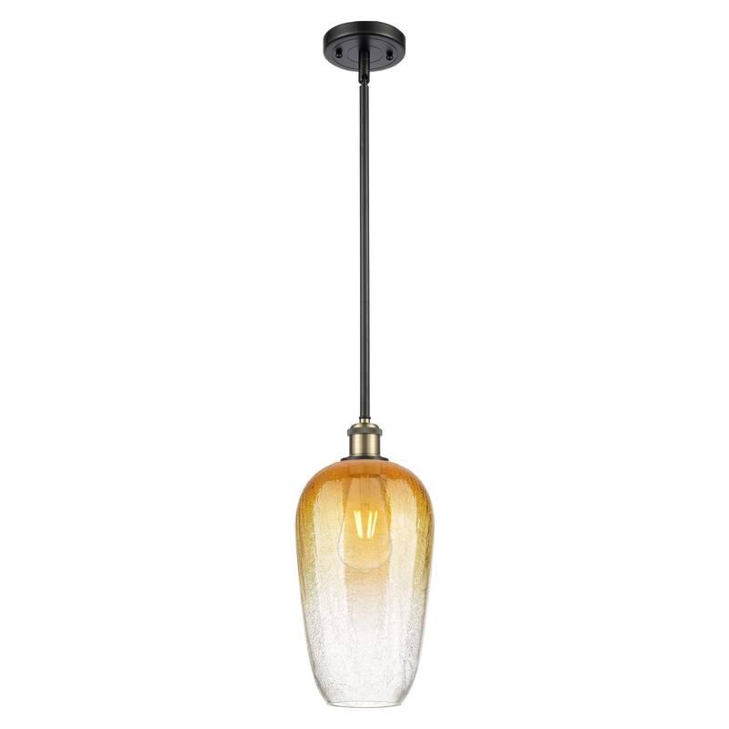 Innovations Lighting Endless Possibilities Ballston - Brookhaven Flute - 1 Light 7" Stem Hung Mini Pendant - Black Antique Brass/Amber