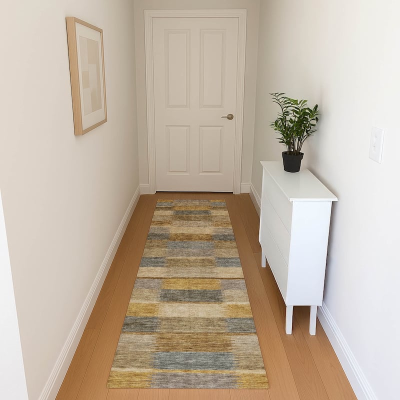 Premium Washable Super Soft Geo Stripe Mayfield Rug - Brown - 2'3" x 7'6"