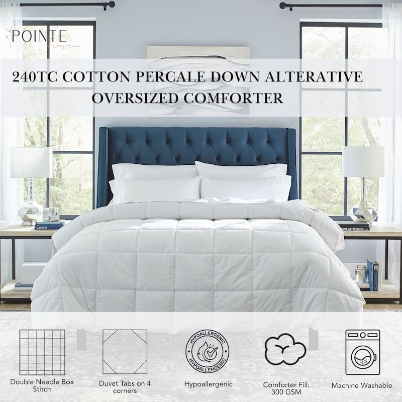 Pointehaven Luxury sized 240TC Down Alternative 100% Cotton Percale Breathable Comforter