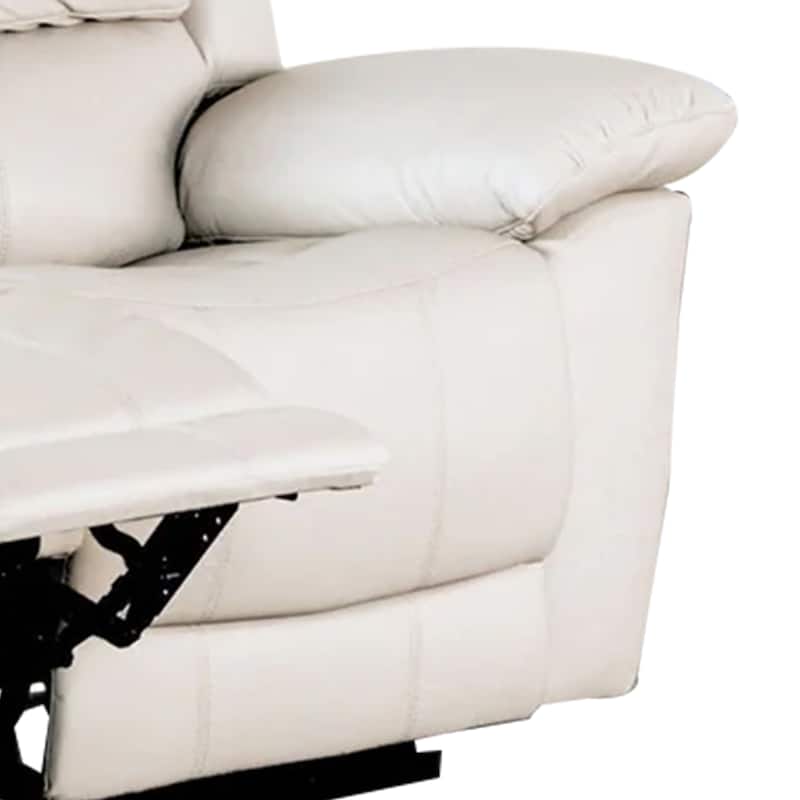 Larus Manual Loveseat, Off-White Leather Match, Pillow Top Arms, 60 Inch