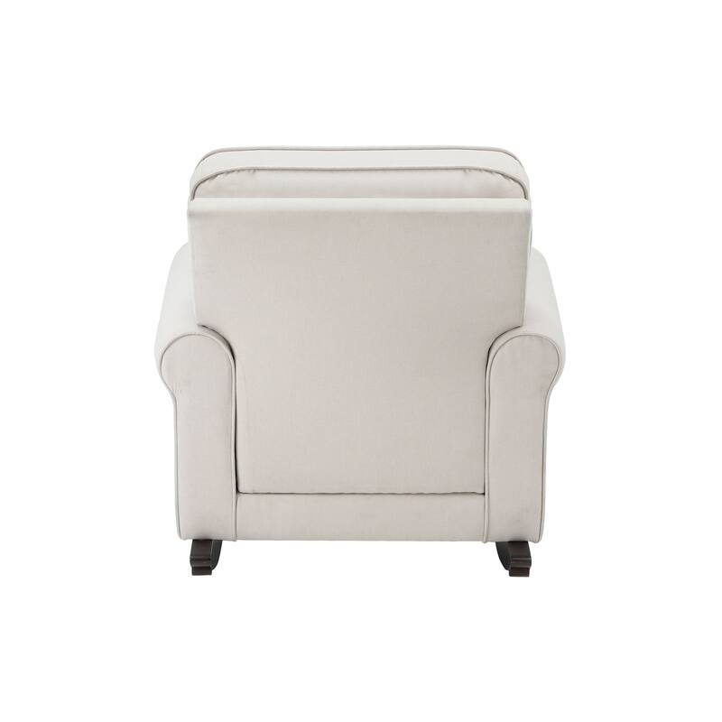 Beige Fabric Rocking Chair Constructed of solid hardwood,Beautifully designed with wide seat and armrest