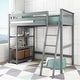 preview thumbnail 16 of 31, Max and Lily Twin Size High Loft Bed with Bookcase Grey
