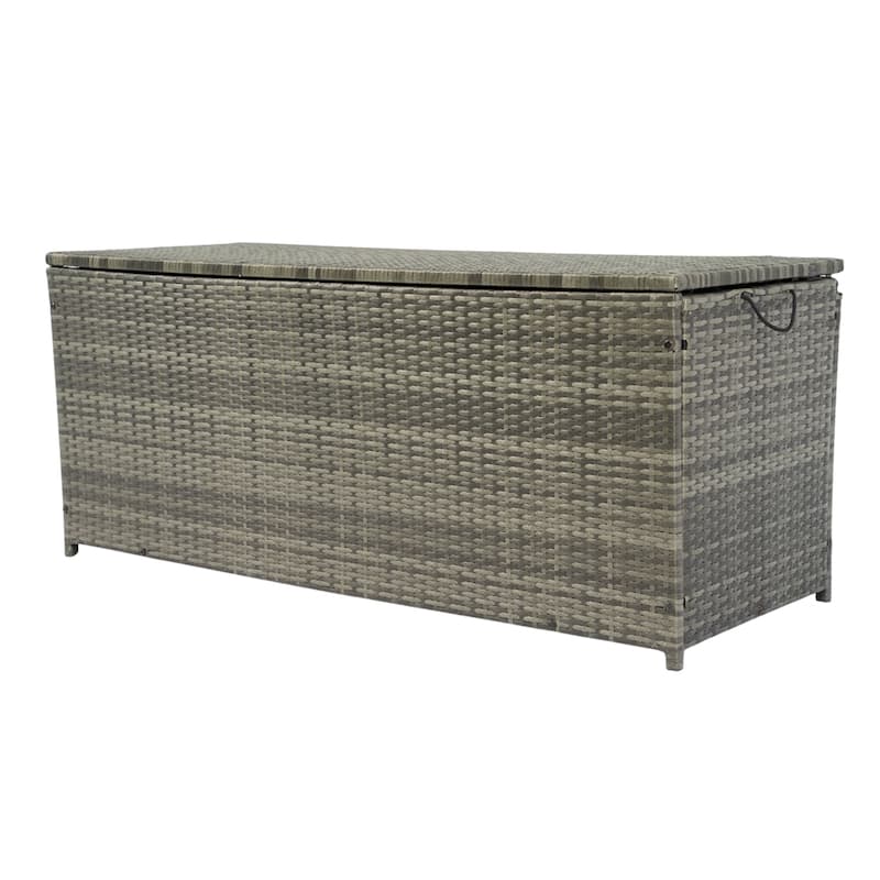 113 Gallon Wicker Patio Deck Boxes with Lid for Kids Toys
