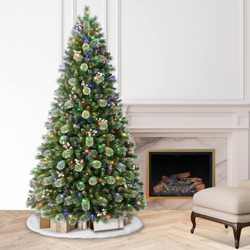 Puleo International 9' Pre-lit Snowy Norway Spruce Adorned Artificial Tree