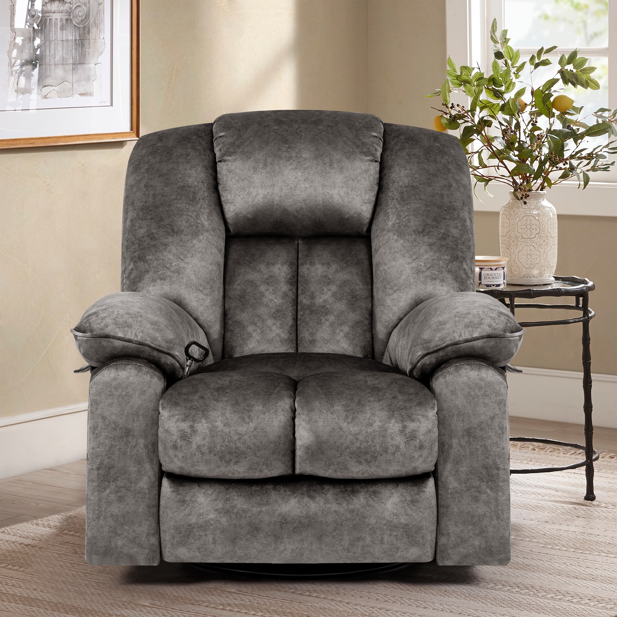 Oversized outlet swivel recliner