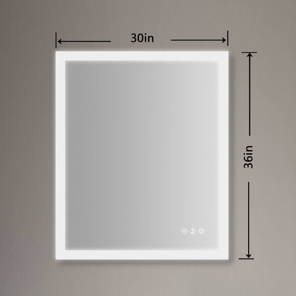 30 x 36 inch LED Lighted Bathroom Vanity Wall Mounted Mirror (Vertical ...