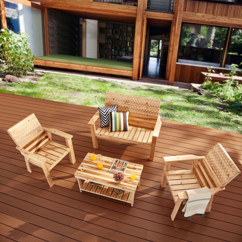 Wooden conversation set sales