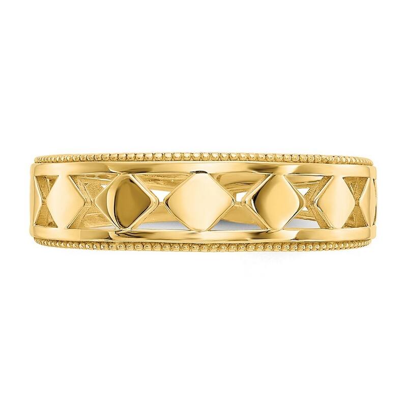 Curata 14 karat Yellow Gold Solid Textured Polished Diamond Shapes Toe Ring