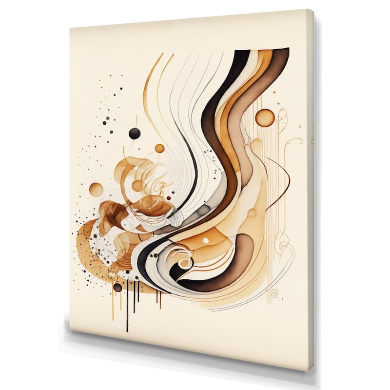 Designart 'Brown And Black Movement IV' Modern Canvas Wall Art