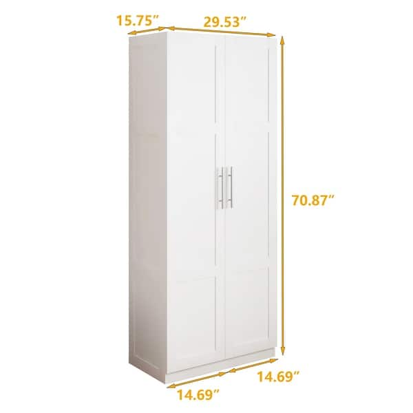 Modern High Wardrobe and Kitchen Cabinet with 2 Doors and 3 Shelves ...