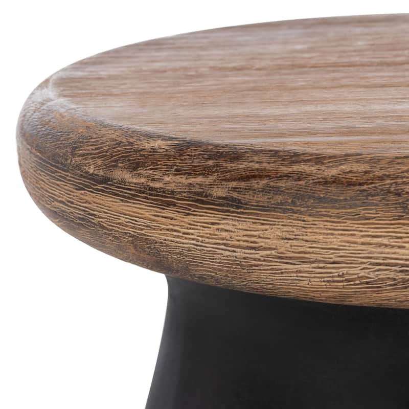 SAFAVIEH Muriele Indoor/ Outdoor Modern Black Concrete Round Accent Table - 16.5" W x 16.5" L x 18.1" H - 17Wx17Dx18H