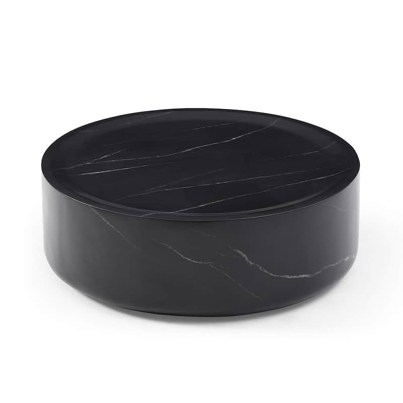 31.49" Sturdy Fiberglass Round Coffee Table with Large Storage