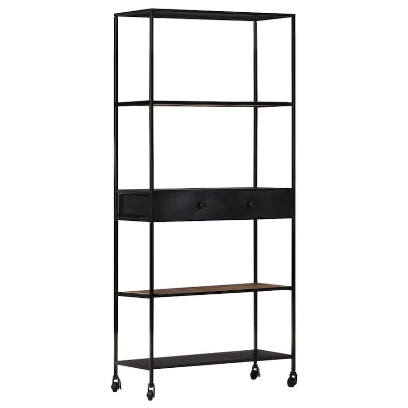 vidaXL Book Cabinet 31.5"x13.8"x70.9" Rough Mango Wood & Iron