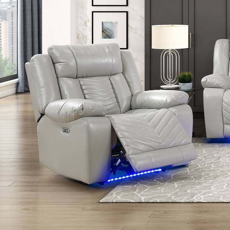 Ridge 40" Faux Leather Power Recliner - LED and Charging Ports