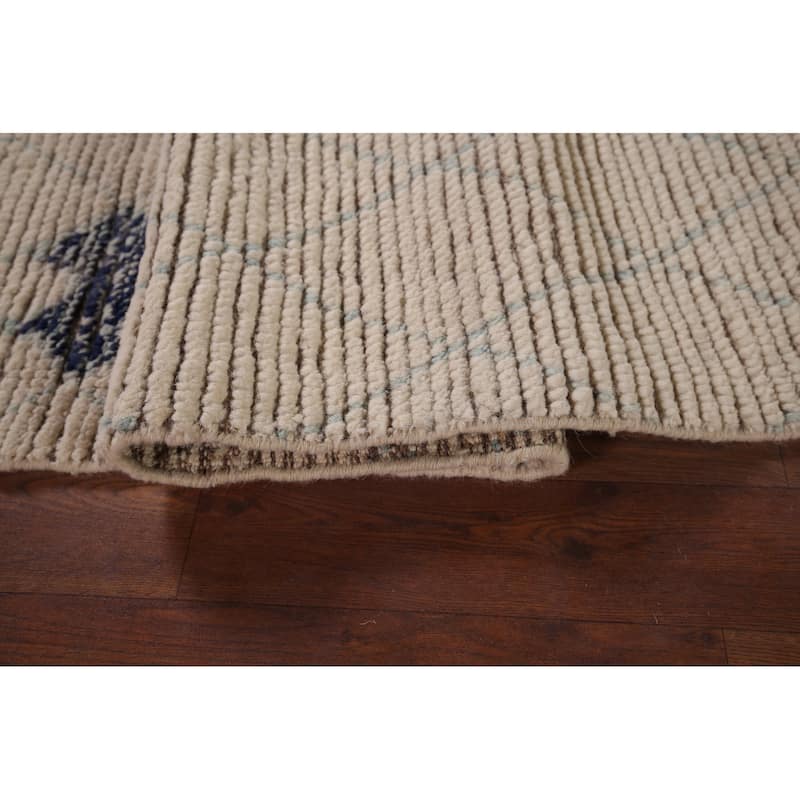 All-Over Trellis Moroccan Oriental Area Rug Hand-Knotted Wool Carpet - 5'0"x 8'5"