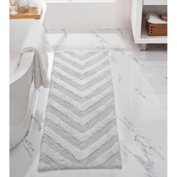 Better Trends Bathroom Rug 100% Cotton Tufted Water Absorbent Bath Rug for Shower, Sink Bath Mats Machine Wash Hugo Collection - 20" x 20" Contour - White