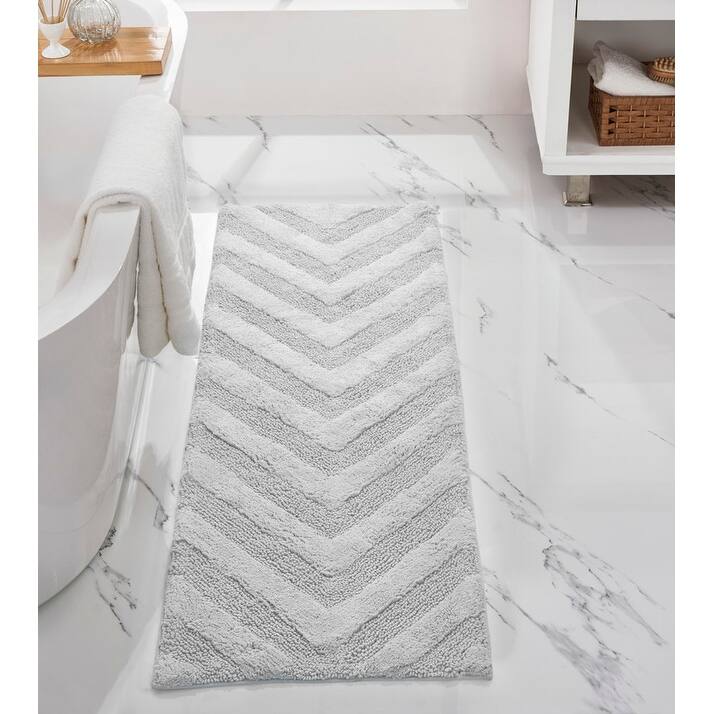 Better Trends Bathroom Rug Set 100% Cotton Tufted Water Absorbent Bath Rug for Shower, Sink Mats Machine Wash Hugo Collection - 4 Piece Set 17"x24" | 20"x20" | 21"x34" | 24"x40" - White