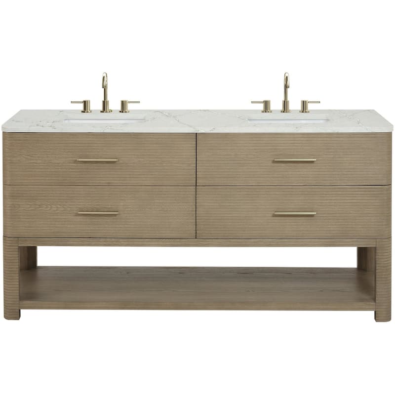 James Martin Vanities D704-V72-WVSL Lucian 72" Free Standing Double - Pebble Oak