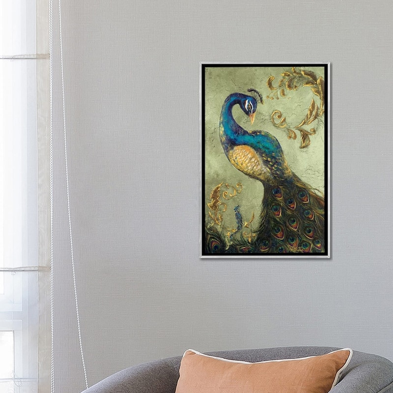 iCanvas "Peacock on Sage II" by Tiffany Hakimipour Framed