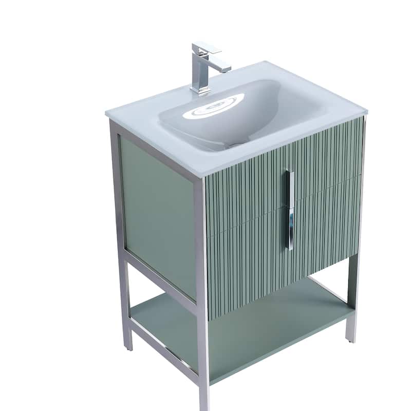 Fine Fixtures Serenity Modern Bathroom Vanity with White Glass Top