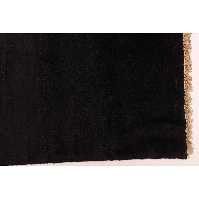 ECARPETGALLERY Hand-knotted Pak Finest Gabbeh Black Wool Rug - 4'0 x 5'9